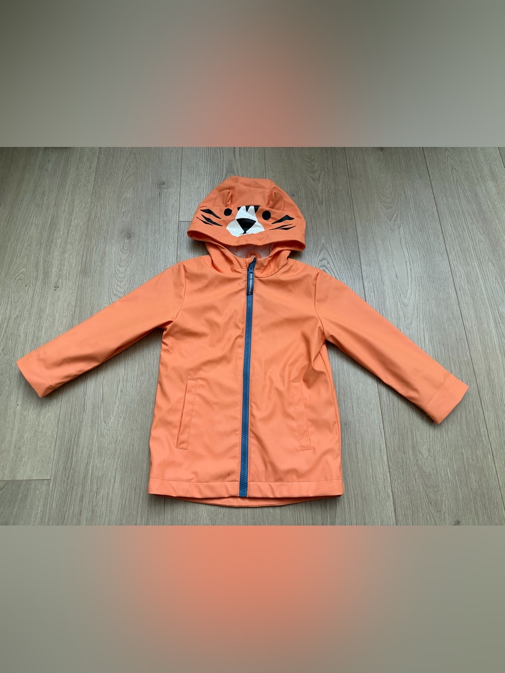 Cat & Jack Kids Orange Tiger Hooded Rain Jacket 3T